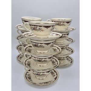 Homer Laughlin Eggshell Georgian Floral Cup & Saucer Sets Gold Trim M47N5 (24)